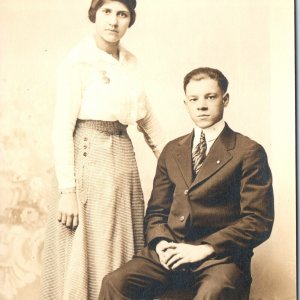 c1910s Danville Married Couple Woman & Man RPPC Handsome Real Photo Irland A140