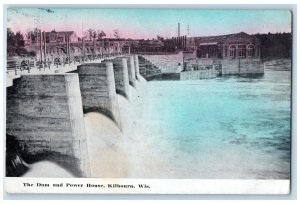 1911 The Dam Power House River Lake Exterior Kilbourn Wisconsin Vintage Postcard