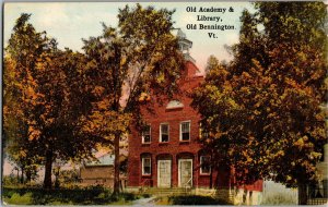 Old Academy and Library Old Bennington VT Vintage Postcard C26