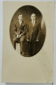 Rppc Handsome Young Men Brothers? c1915 Studio Photo Postcard N15