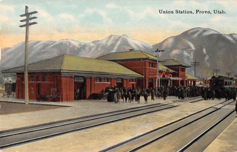 Provo Utah Union Depot Train Station Vintage Postcard AA43037 