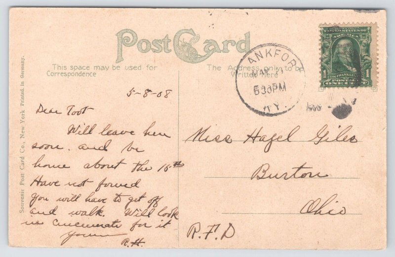 Frankfort Kentuckys State Prison~Castlelike Bldg~US Flag @ Top~#22030~PM 1908 PC 