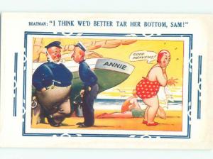 Bamforth Risque WOMAN AT BEACH IS SHOCKED BY SAILOR TALK AB9994@