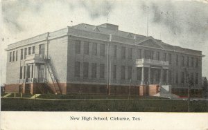c1910 Postcard; New High School, Cleburne TX Johnson County, Posted