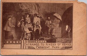 Entrance to Rivers of Venice, Crescent Park RI c1905 UDB Vintage Postcard S45