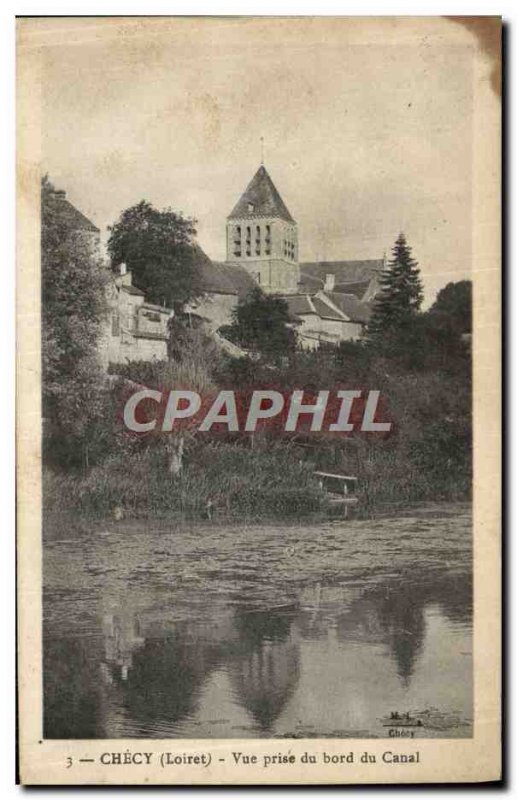 Old Postcard Checy View Canal Waterfront on taking