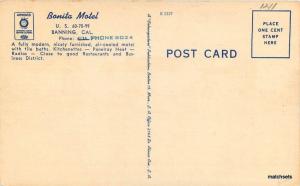 1950s Bonita Motel Banning California roadside colorpicture postcard 8236