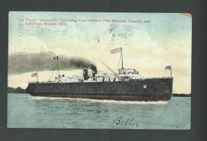 1907 PPC Car Ferry Ashtabula Carrying Coal Between Port Burwell Canada &----