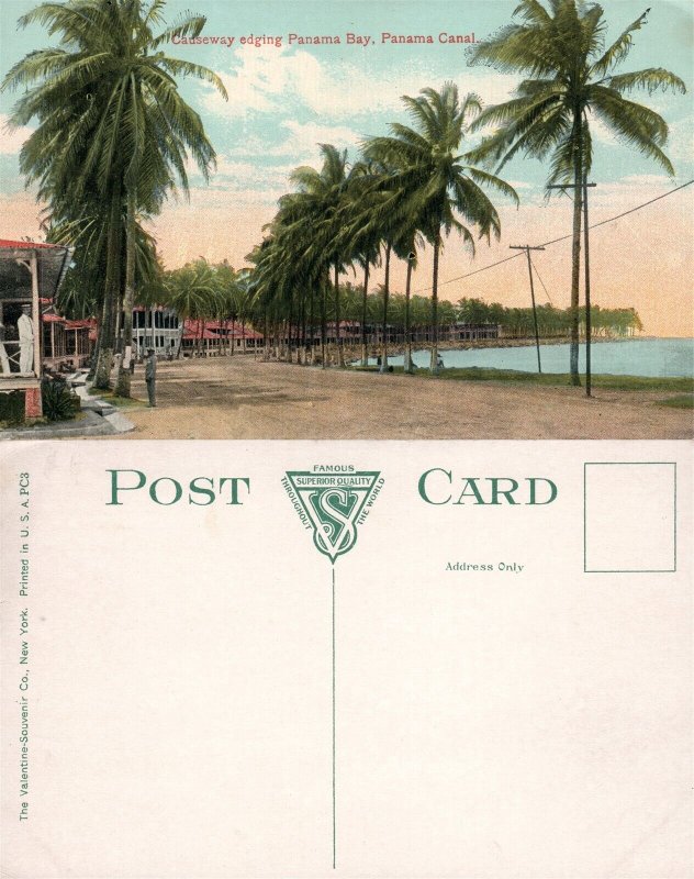 Panama Canal Causeway Edging Panama BAY Antique Postcard | Latin ...