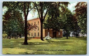 1910 Albion Michigan Vintage Postcard Chapel College Building Field Trees Scene