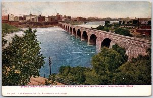 Stone Arch Bridge St. Anthony Falls and Milling District Minneapolis MN Postcard