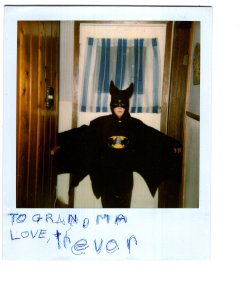 Polaroid Photograph, Boy Batman Costume, Halloween, 1980's, to Grandma