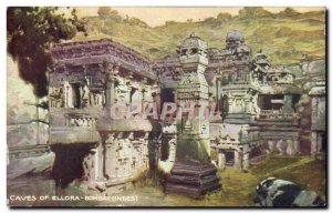 Old Postcard Caves Of Ellora Bombay India india