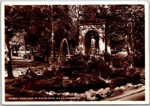 Roma Fontana Di Esculapiio (Villa Umberto) Rome Italy Real Photo RPPC Postcard