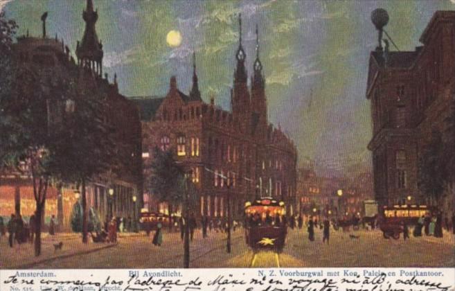 Netherlands Amsterdam Bij Avondlicht 1920