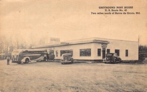 US Havre de Grace Maryland Greyhound Post Office House Cars Bus vintage postcard