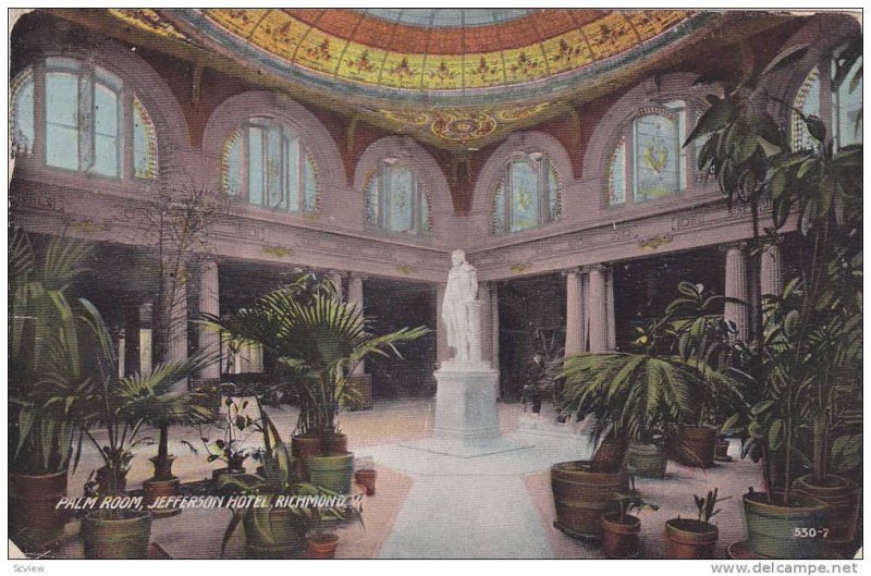 Interior, Palm Room, Jefferson Hotel, Richmond, Virginia, PU-1912