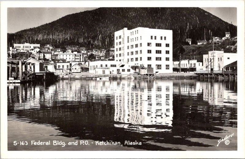 RPPC Federal Building and Post Office, Ketchikan AK Vintage Postcard W58