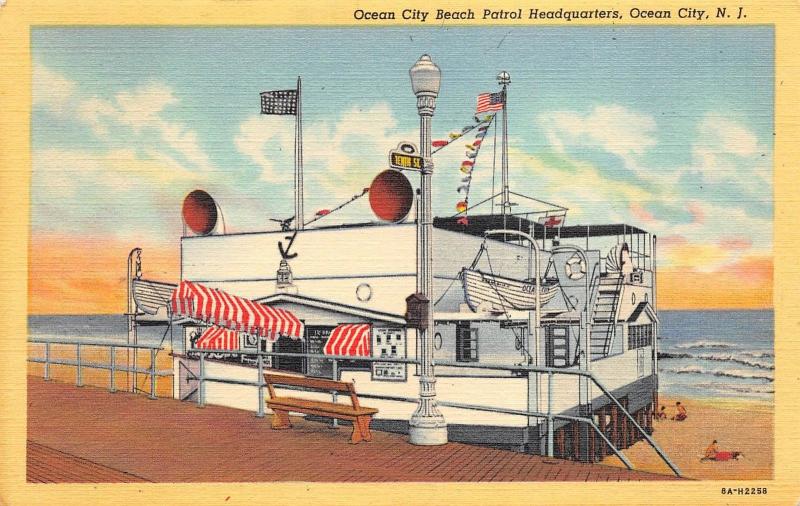 Ocean City New Jersey 1947 Postcard Ocean City Beach Patrol Headquarters