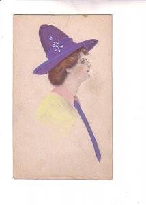 Pretty Woman in Purple Hat and Blue Tie, Minneapolis Selling Co