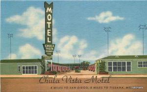 Chula Vista Motel Linen roadside TIJUANA MEXICO TEICH postcard 2362