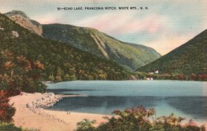 Vintage Postcard 1949 Echo Lake Franconia Notch White Mountains New Hampshire NH
