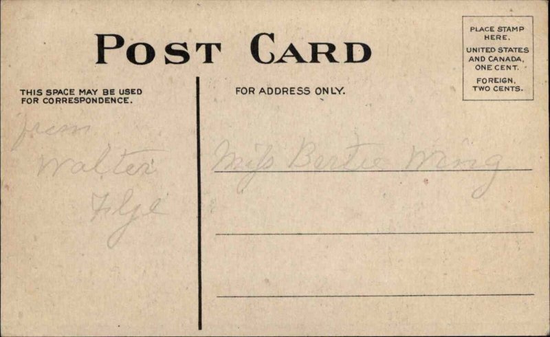 Vintage Christmas PC Letter to Santa MAN IN THE MOON in Foreground