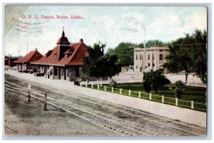 Boise Idaho ID Postcard O S L Depot Aerial view Railroad Building 1912 Antique