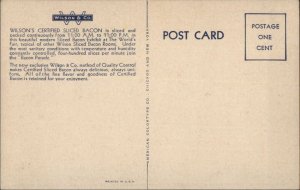 Wilson & Co Bacon Slicing Exhibit Old Postcard