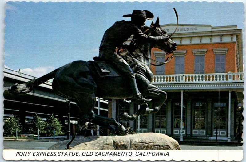 Postcard - Pony Express Statue - Old Sacramento, California