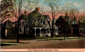 Postcard West College Street in Rochester, Minnesota
