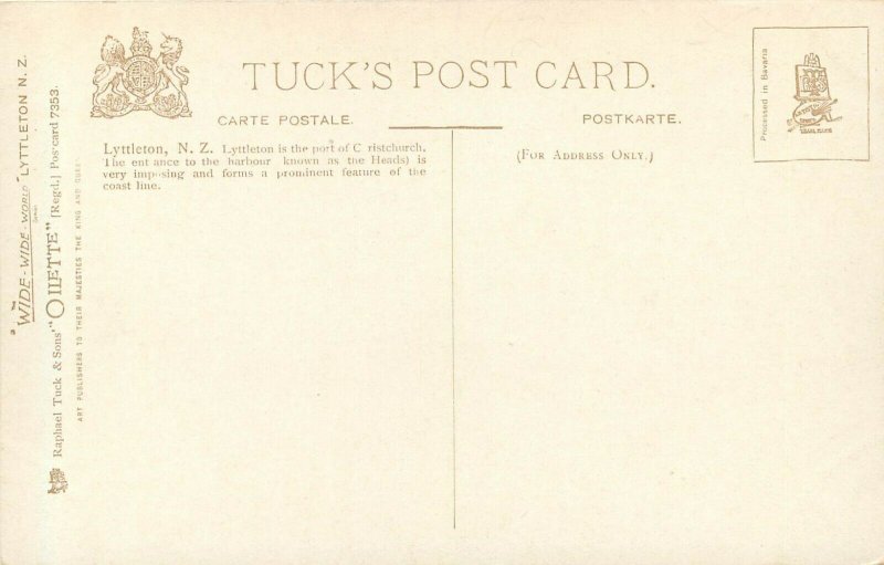 Tuck Postcard Ser. 7353; Lyttleton New Zealand, The Heads, unposted c1910