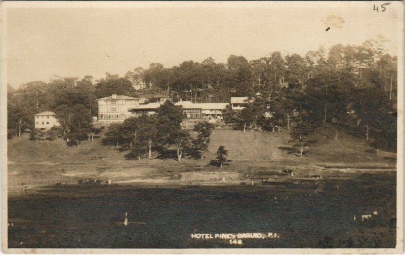 PC PHILIPPINES, HOTEL PINEY, BAGUIO, Vintage REAL PHOTO Postcard (b39102)