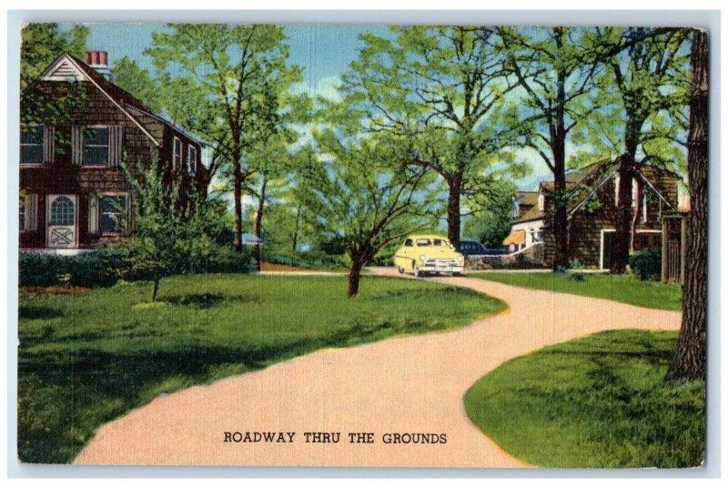 View Of Roadway Thru The Grounds Hinsdale Illinois IL Vintage Unposted Postcard