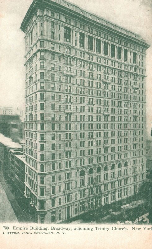 Vintage Postcard Empire Building Broadway Adjoining Trinity Church New York NY