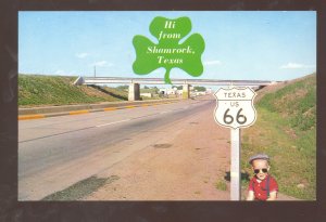 HI FROM SHAMROCK TEXAS ROUTE 66 VINTAGE POSTCARD VIEW GRAM POST CARD