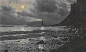 Beachy Head by Moonlight, Eastbourne, England Lighthouse c1910s Vintage Postcard