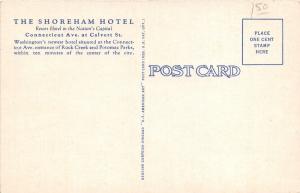 Washington DC~Shoreham Hotel~Connecticut Avenue @ Calvert Street~1930 Postcard