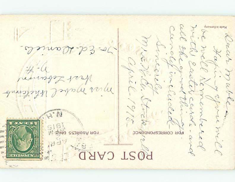 Pre-Linen easter BROWN BUNNY RABBITS IN THE MEADOW HL0647