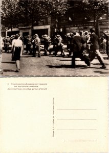 American Troops Conveying German Prisoners WW2 Vintage Real Photo 