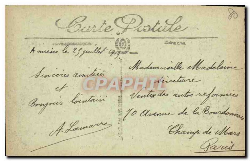 Old Postcard Amiens Rue des Jacobins All houses bombed Army