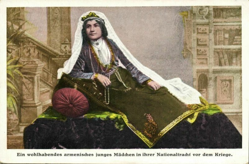 armenia, Wealthy Young Armenian Girl in her National Costume (1920s) Postcard