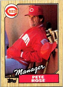 1987 Topps Baseball Card Pete Rose Manager Cincinnati Reds sk2375