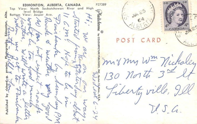 Alberta, Canada EDMONTON Large Letter Greetings Jasper Ave 1964 Vintage Postcard