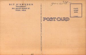 c.'51, Bit O' Sweden, Smorgasbord, Scandinavian Foods, Tulsa, Ok, Old Postcard
