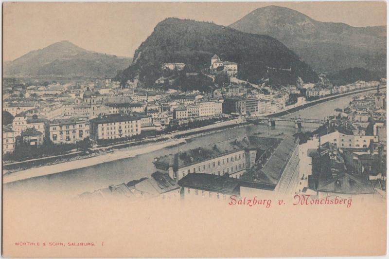 c1910 SALZBERG v. MONCHSBERG Austria Postcard Birdview