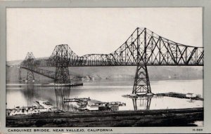 Postcard Vallejo CA Carquinez Bridge Solano County California Linen 1945 PC6