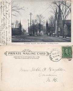 NEW BRITAIN CT FRANKLIN SQUARE 1908 UNDIVIDED ANTIQUE POSTCARD