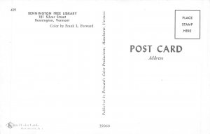 Bennington Vermont 1960s Postcard Bennington Free Library