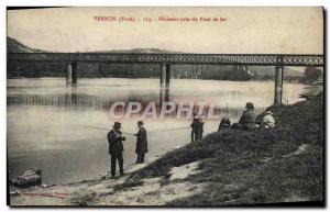 Postcard Old Vernon Pecheers Near the fishing Iron Bridge